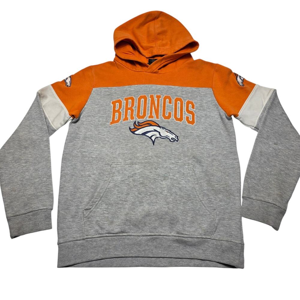 NFL Team Apparel Boy's Denver Broncos Hooded Sweatshirt Size Medium 10-12
